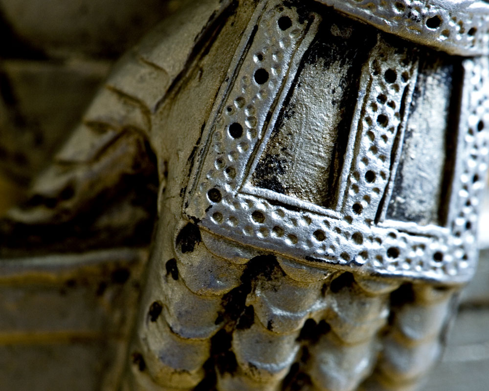 detail of knight figure's hand