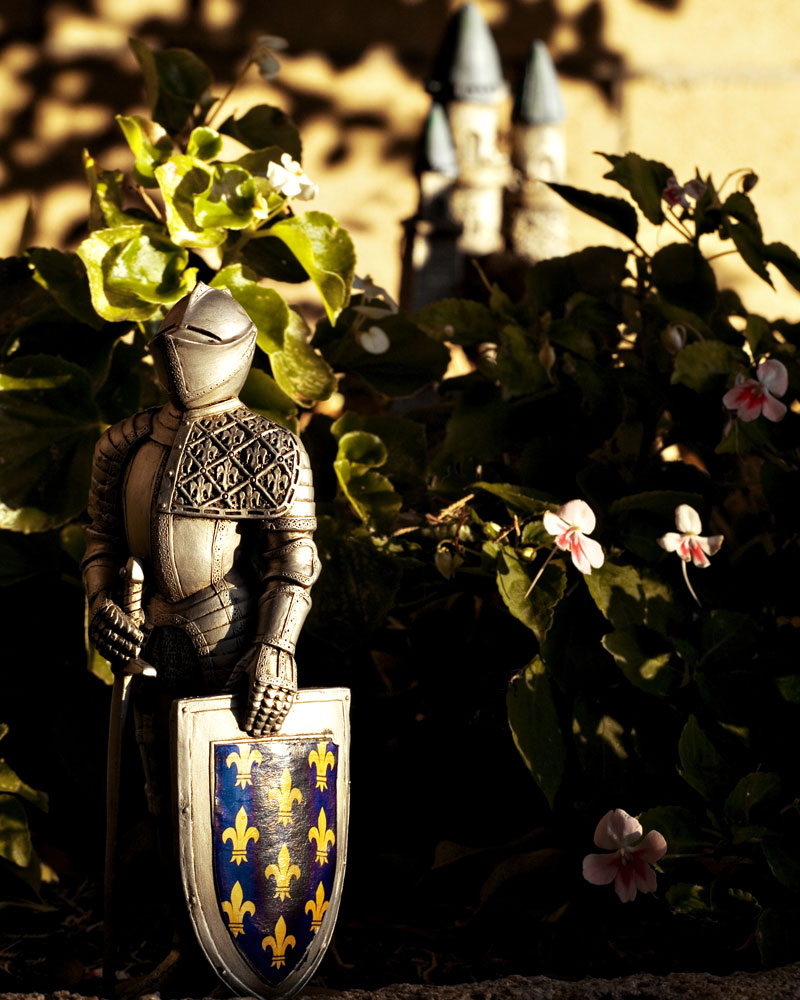 knight figure in garden