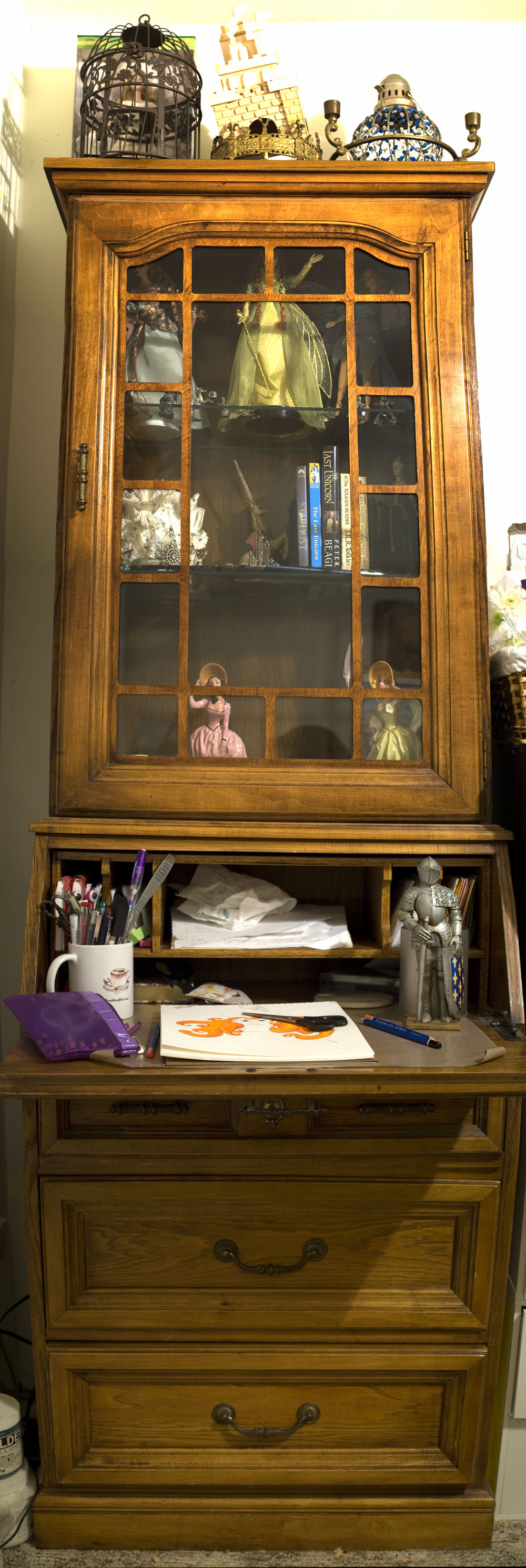 knight figure on a writing desk