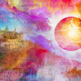ddigital art of castle and exploding orb