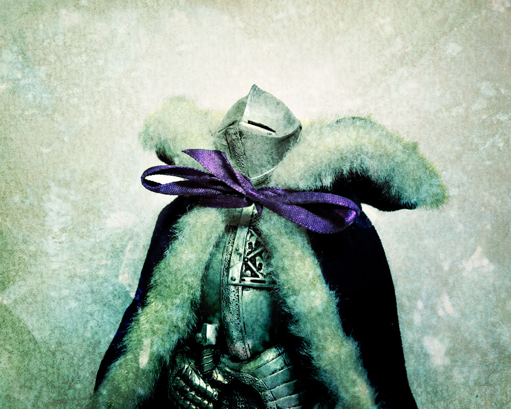 knight figure with purple velvet cloak