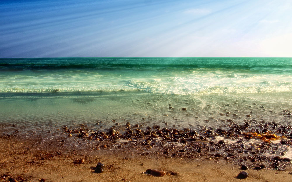 light falling on ocean